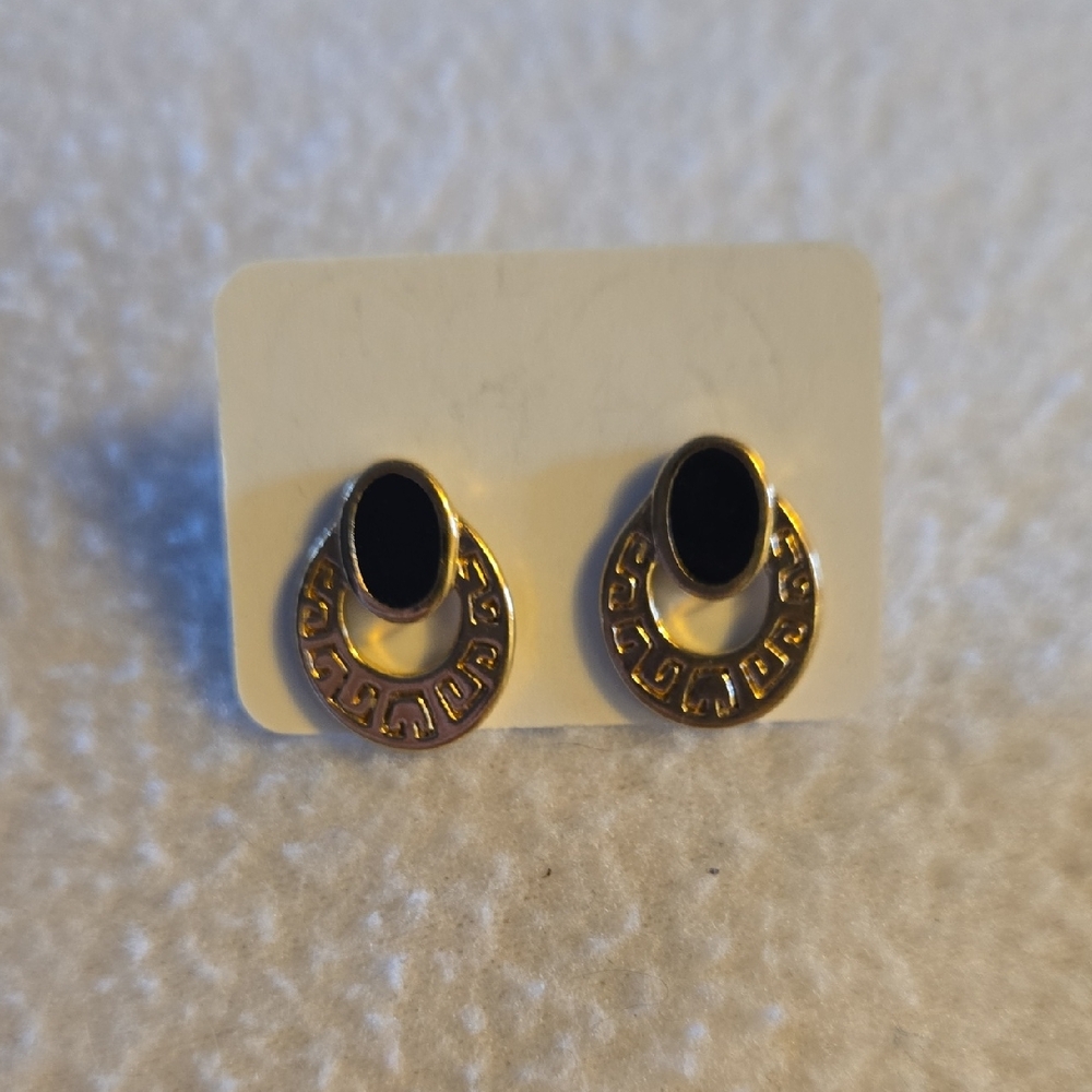 Elegant Tiny Black and Gold Earrings